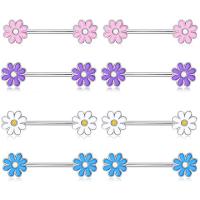 Stainless Steel Nipple Ring, 316L Stainless Steel, Flower, polished, for woman & enamel, more colors for choice, 1.60x14mm, Sold By PC