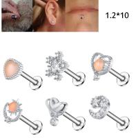 Ανοξείδωτο χάλυβα Ear Piercing Κοσμήματα, 316L ανοξείδωτο χάλυβα, γυαλισμένο, Διαφορετικό σχήμα για επιλογή & για άνδρες και γυναίκες & μικρο ανοίξει κυβικά ζιρκονία, περισσότερα χρώματα για την επιλογή, 1.20x10mm, Sold Με PC