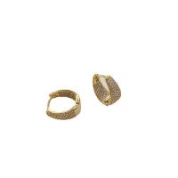 Messing oorbellen met micro-paved kubieke zirconia's, Donut, gold plated, mode sieraden & micro pave zirconia & voor vrouw, gouden, nikkel, lood en cadmium vrij, 14.80x16.40mm, Verkocht door pair