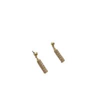 Cubic Zirconia Micro Pave Brass Earring Column gold color plated fashion jewelry & micro pave cubic zirconia & for woman golden nickel lead & cadmium free Sold By Pair