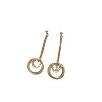 Brass Drop Earring, with Cubic Zirconia, Donut, gold color plated, fashion jewelry & for woman, golden, nickel, lead & cadmium free, 21.80x20.50mm, Sold By Pair