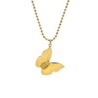 Titanstahl Halskette, mit Verlängerungskettchen von 5cm, Schmetterling, Modeschmuck & für Frau, goldfarben, 17.70x16.70mm, Länge:40 cm, verkauft von PC