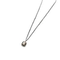 Titanium Steel Necklace with 5cm extender chain Square Vacuum Ion Plating fashion jewelry & adjustable & for woman Length 40 cm Sold By PC