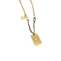 Brass Necklace Titanium Steel with 5cm extender chain Rectangle Vacuum Ion Plating fashion jewelry & adjustable & for woman Length 45 cm Sold By PC
