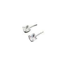 Brass Stud Earring, with Cubic Zirconia, Square, silver color plated, fashion jewelry & for woman, clear, nickel, lead & cadmium free, 10.10x9.80mm, Sold By Pair