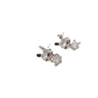 Cubic Zirconia Micro Pave Brass Earring Rabbit silver color plated fashion jewelry & micro pave cubic zirconia & for woman silver color nickel lead & cadmium free Sold By Pair