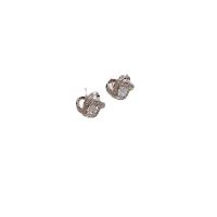 Cubic Zirconia Micro Pave Brass Earring, silver color plated, fashion jewelry & micro pave cubic zirconia & for woman, silver color, nickel, lead & cadmium free, 9.80x10.30mm, Sold By Pair