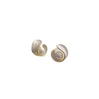 Brass Stud Earring with Plastic Pearl gold color plated fashion jewelry & for woman & enamel nickel lead & cadmium free Sold By Pair