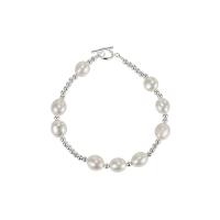 Freshwater Cultured Pearl Bracelet 925 Sterling Silver with Freshwater Pearl silver color plated fashion jewelry & for woman silver color Length 16 cm Sold By PC
