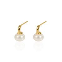Freshwater Pearl Earrings, 925 Sterling Silver, with Freshwater Pearl, plated, fashion jewelry & for woman, more colors for choice, 8mm, Sold By Pair
