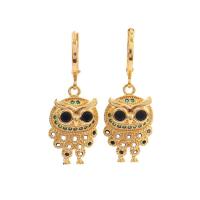 Cubic Zirconia Micro Pave Brass Earring real gold plated & micro pave cubic zirconia & for woman & enamel Sold By Pair