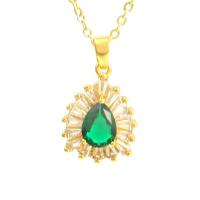 Cubic Zircon Micro Pave Brass Necklace real gold plated micro pave cubic zirconia & for woman Length Approx 18.5 Inch Sold By PC