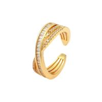 Cúbicos Circonia Micro Pave anillo de latón, metal, chapado en oro real, Ajustable & micro arcilla de zirconia cúbica & para mujer, más colores para la opción, Vendido por UD