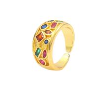 Kubisk Circonia Micro bane messing Ring, ægte forgyldt, Justerbar & forskellige stilarter for valg & Micro Pave cubic zirconia & for kvinde, flere farver til valg, Solgt af PC