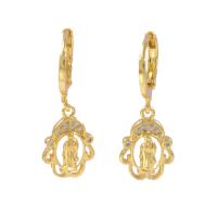Cubic Zirconia Micro Pave Brass Earring, real gold plated, different styles for choice & micro pave cubic zirconia & for woman, gold, 30x10mm, Sold By Pair