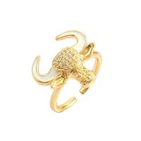 Cubic Zirconia Micro Pave Brass Ring, real gold plated, Adjustable & different styles for choice & micro pave cubic zirconia & for woman & enamel, gold, Sold By PC