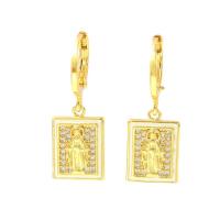 Cubic Zirconia Micro Pave Brass Earring, real gold plated, different styles for choice & micro pave cubic zirconia & for woman & enamel, gold, 30x10mm, Sold By Pair