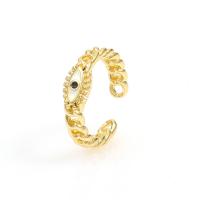 Evil Eye Jewelry Ring Finger, cobre, banhado a ouro genuino, Ajustável & Vario tipos a sua escolha & micro pavimento em zircônia cúbica & para mulher & esmalte, Mais cores pare escolha, vendido por PC