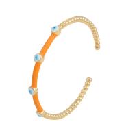 Bracelet Evil Eye bijoux, laiton, Plaqué d'or, pour femme & émail, plus de couleurs à choisir, Diamètre intérieur:Environ 60mm, Vendu par PC