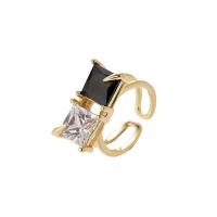 Cubique anneau en laiton Circonia Micro Pave, Placage de couleur d'or, Réglable & styles différents pour le choix & pavé de micro zircon & pour femme, Or, Vendu par PC