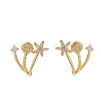 Cubic Zirconia Micro Pave Brass Earring gold color plated & micro pave cubic zirconia & for woman gold Sold By Pair