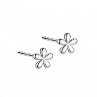 925 Sterling Silver Stud Earrings Flower platinum plated fashion jewelry & for woman original color 4mm Sold By Pair