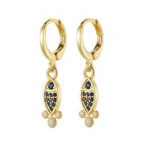 Cubic Zirconia Micro Pave Brass Earring real gold plated & micro pave cubic zirconia & for woman & enamel gold Sold By Pair