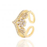 Cúbicos Circonia Micro Pave anillo de latón, metal, chapado en oro real, Ajustable & micro arcilla de zirconia cúbica & para mujer, dorado, 21mm, Vendido por UD
