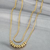 Mode-Multi-Layer-Halskette, Titanstahl, goldfarben plattiert, Doppelschicht & für Frau, Goldfarbe, Länge ca. 19.68 ZollInch, verkauft von PC