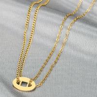 Titanium Steel Necklace gold color plated Double Layer & for woman gold Length Approx 19.68 Inch Sold By PC