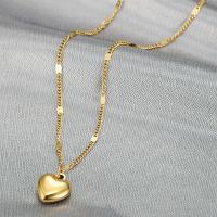 Титановые стали ожерелье, титан, Сердце, плакирован золотом, ювелирные изделия моды & Женский, золотой, длина:Приблизительно 19.68 дюймовый, продается PC