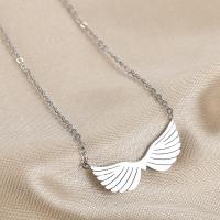 Titanium Steel Necklace Wing Shape plated fashion jewelry & for woman 24mm Length Approx 19.68 Inch Sold By PC