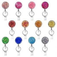 ABS Plastic Badge Holder, Round, Unisex & retractable, more colors for choice, 32mm, Sold By PC