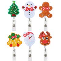 ABS Plastic Badge Holder, with Felt, Christmas Design & Unisex & retractable, more colors for choice, 85x32mm, Sold By PC