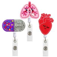 Felt Badge Holder, with ABS Plastic, Embroidery, Unisex & retractable, more colors for choice, 85x32mm, Sold By PC