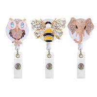 ABS Plastic Badge Holder with Zinc Alloy plated Unisex & retractable & with rhinestone Sold By PC