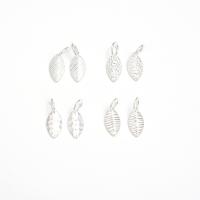 925 Sterling Silver Pendant, Leaf, plated, DIY & different styles for choice, silver color, 13x7x2mm, Sold By PC