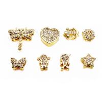Brass Spacer Beads gold color plated & micro pave cubic zirconia Sold By Lot
