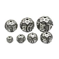 925 Sterling Silber Perlen, rund, plattiert, verschiedene Größen vorhanden, Silberfarbe, verkauft von PC