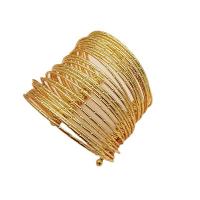 ferro abertura da pulseira, cromado de cor dourada, joias de moda & multicamada & para mulher, 65mm, vendido por PC