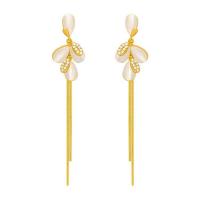 Fashion Fringe Earrings Brass gold color plated fashion jewelry & for woman & with rhinestone golden nickel lead & cadmium free 6.50mm Sold By Pair