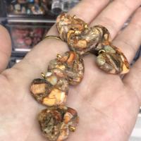 Natural Imperial Jasper Pendants Impression Jasper Heart DIY 20mm Sold By PC