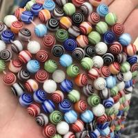 Handgewickelte Perlen, Lampwork, rund, DIY, gemischte Farben, 8mm, verkauft per ca. 38 cm Strang