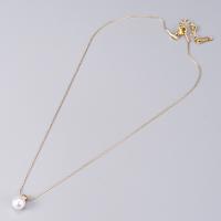 Stainless Steel Jewelry Necklace, 316L Stainless Steel, with Plastic Pearl, with 7cm extender chain, fashion jewelry & for woman, golden, 8mm, Length:Approx 40 cm, Sold By PC
