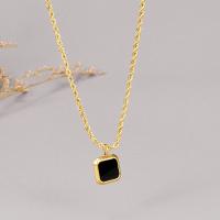 Stainless Steel Jewelry Necklace, 316L Stainless Steel, with Black Agate, with 5cm extender chain, fashion jewelry & for woman, golden, Length:Approx 40 cm, Sold By PC