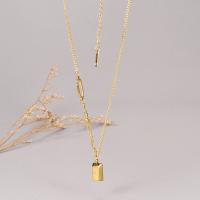 Stainless Steel Jewelry Necklace, 316L Stainless Steel, with 5cm extender chain, Rectangle, fashion jewelry & for woman, golden, 7x12mm, Length:Approx 40 cm, Sold By PC