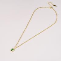 Edelstahl Schmuck Halskette, 316 L Edelstahl, mit Smaragd, mit Verlängerungskettchen von 6cm, Modeschmuck & für Frau, goldfarben, 11x9mm, Länge:ca. 40 cm, verkauft von PC