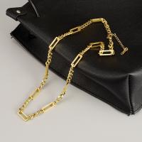 Edelstahl Schmuck Halskette, 316 L Edelstahl, mit Verlängerungskettchen von 6cm, Modeschmuck & für Frau, goldfarben, 5x14mm, Länge:ca. 44 cm, verkauft von PC