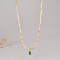 Edelstahl Schmuck Halskette, 316 L Edelstahl, mit Smaragd, mit Verlängerungskettchen von 6cm, Modeschmuck & für Frau, goldfarben, 11x6mm, Länge:ca. 41 cm, verkauft von PC