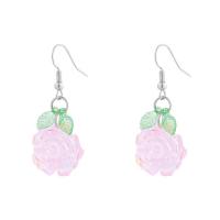 Resin Earring, Rose, for woman, more colors for choice, 19x45mm, Sold By Pair